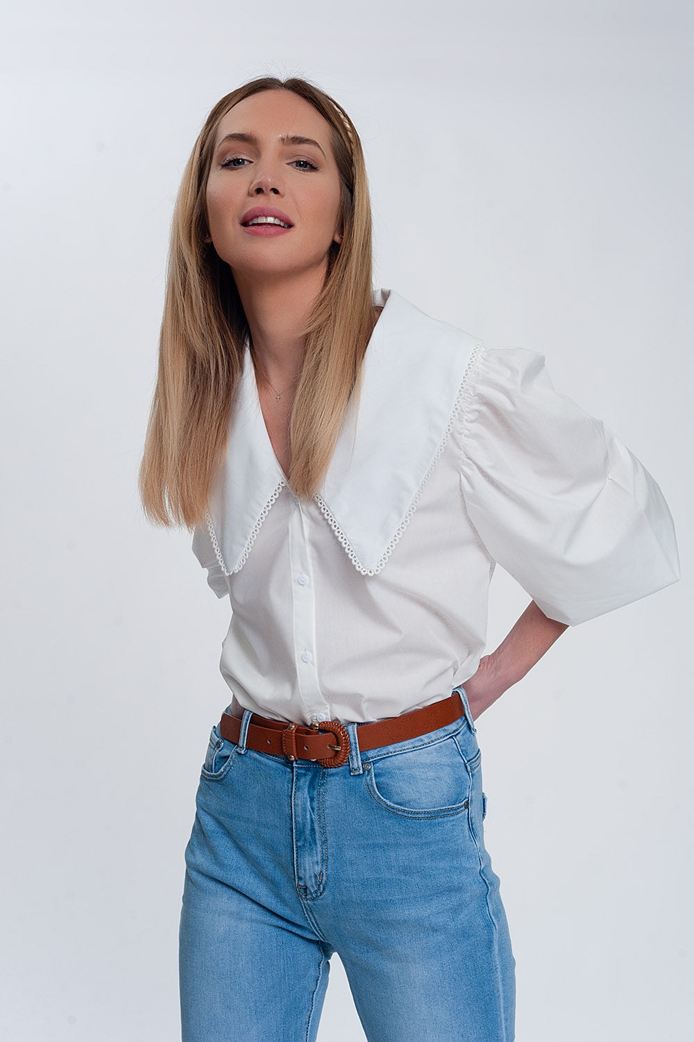 Oversized collared shirt in white | Just Cool Beans — shirts | nan