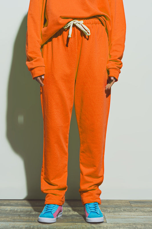Oversized jogger with tie waist in bright orange | Just Cool Beans — pants | bottoms