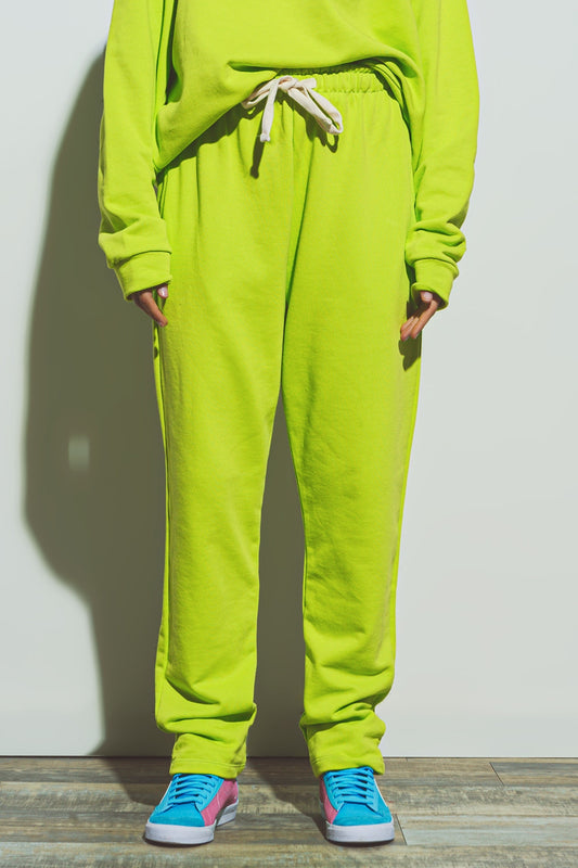 Oversized jogger with tie waist in lime | Just Cool Beans — pants | bottoms