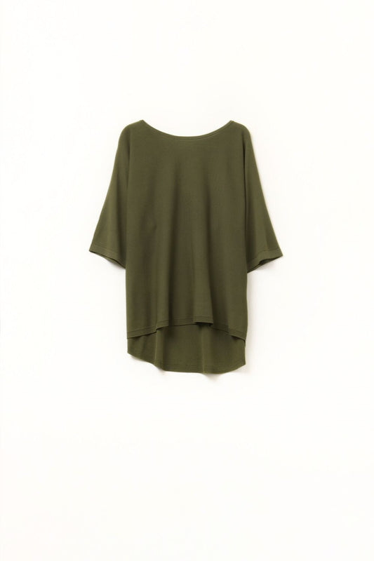 Oversized kakhi sweater with elbow-length sleeves | Just Cool Beans — sweaters | tops