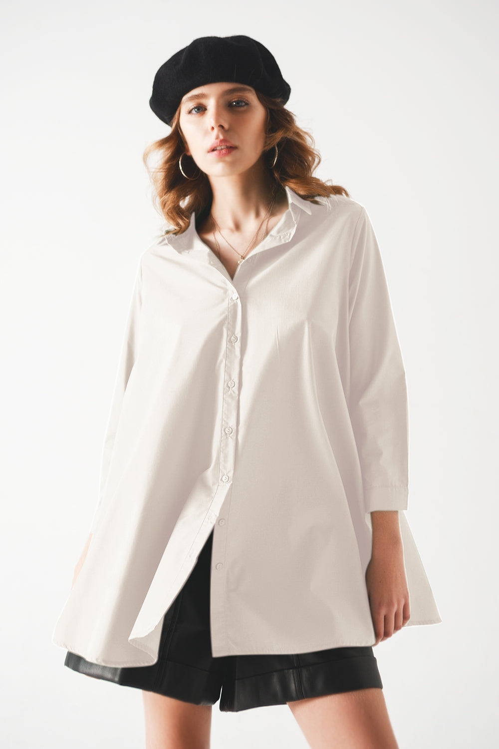 Oversized poplin a-line shirt in white | Just Cool Beans — shirts | nan
