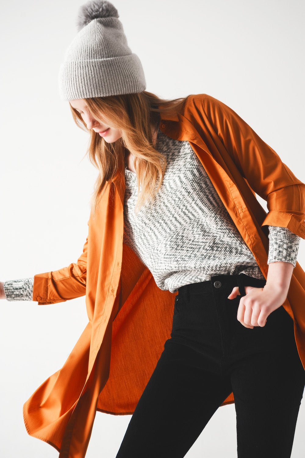 Oversized poplin shirt in rust | Just Cool Beans — shirts | nan