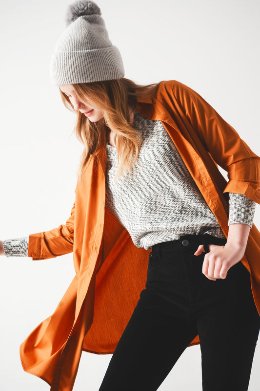 Oversized poplin shirt in rust | Just Cool Beans — shirts | nan