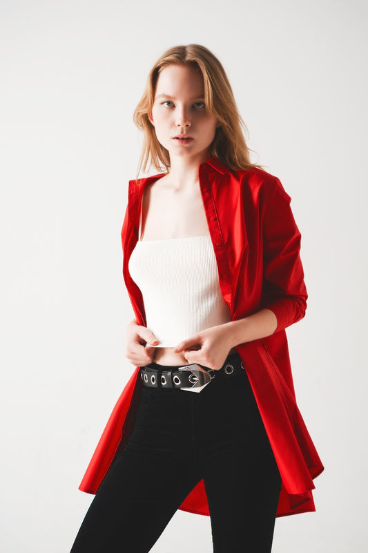 Oversized shirt in bold red | Just Cool Beans — shirts | nan