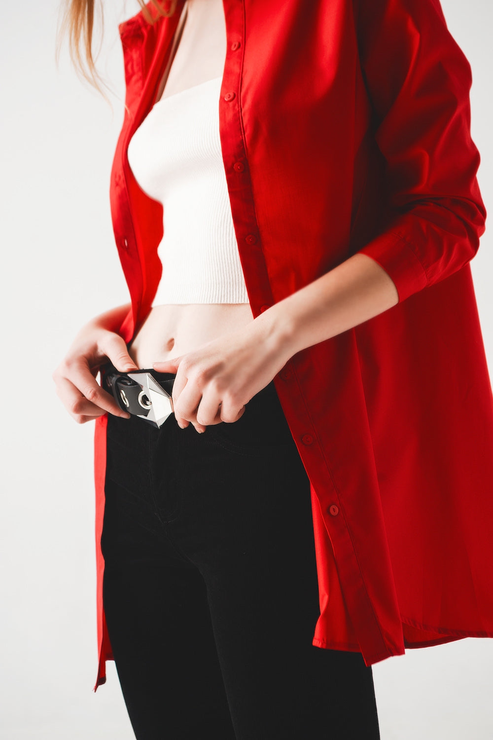 Oversized shirt in bold red | Just Cool Beans