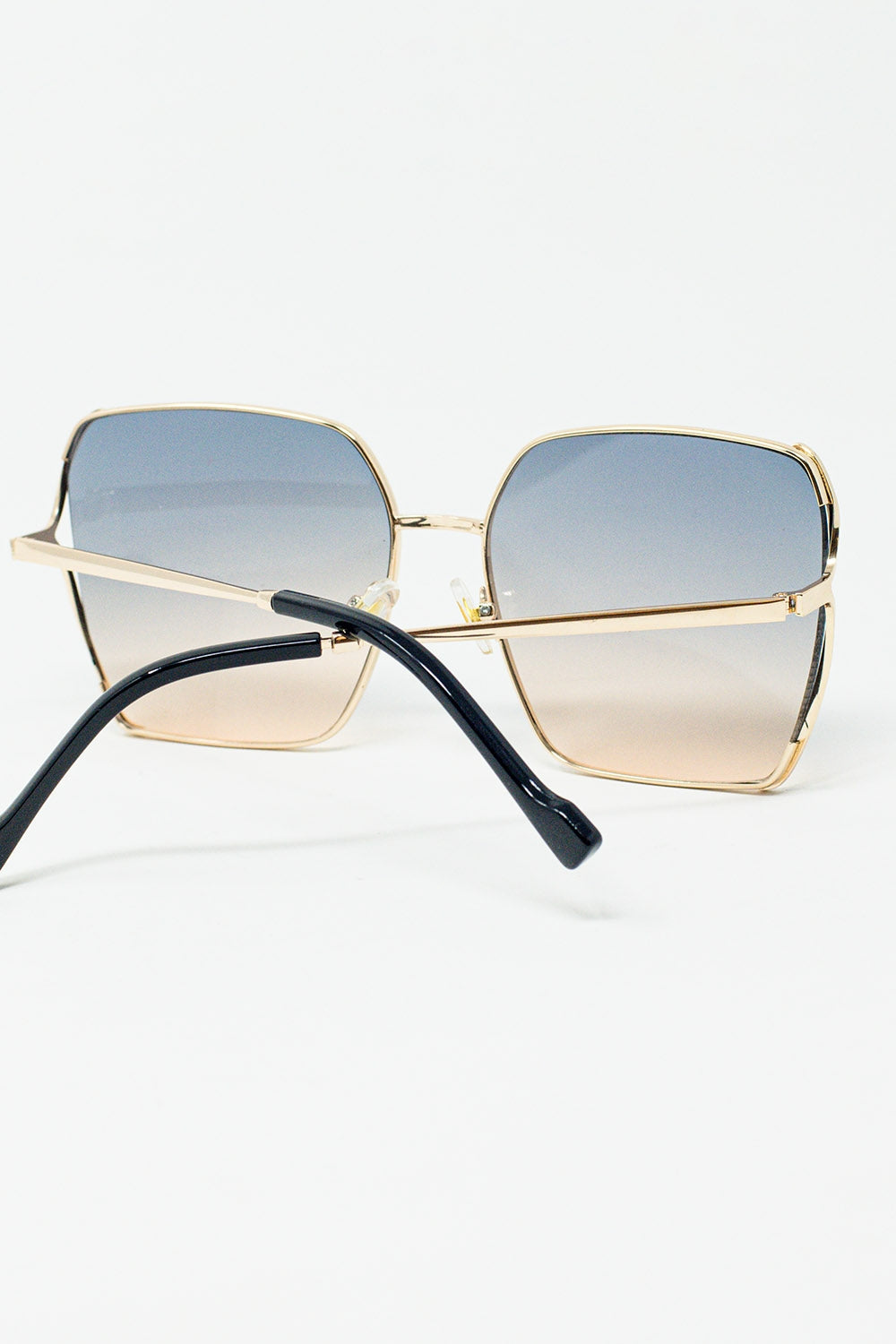 Oversized square metal sunglasses in blue gradient lens | Just Cool Beans