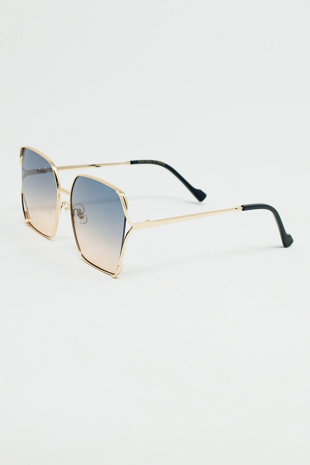 Oversized square metal sunglasses in blue gradient lens | Just Cool Beans
