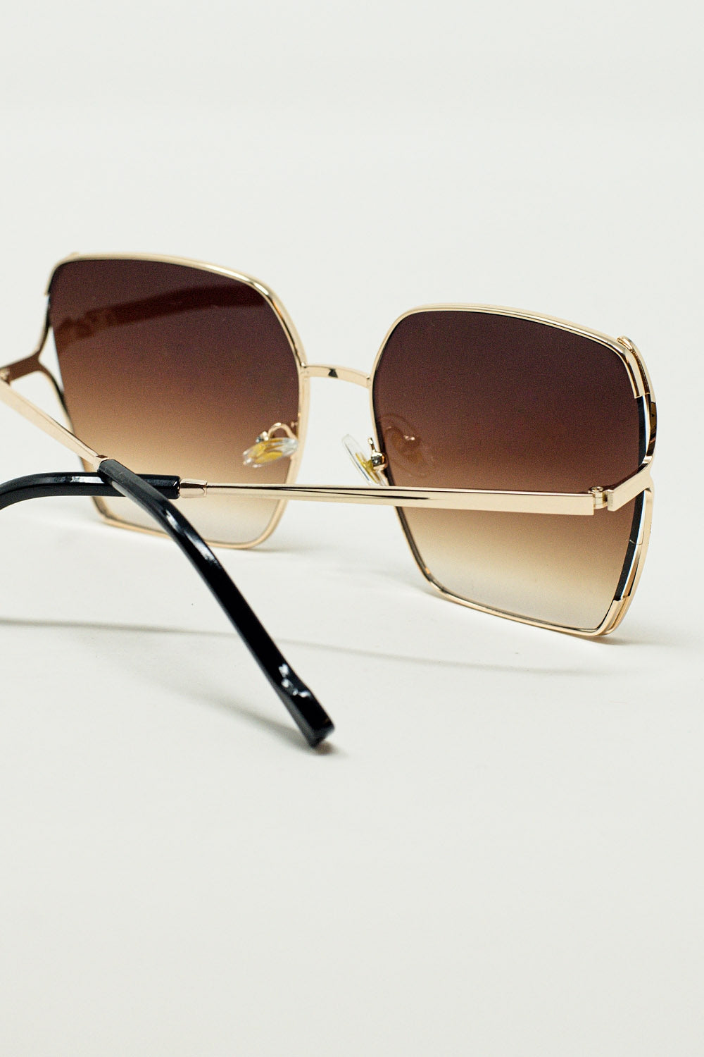 Oversized square metal sunglasses in brown gradient lens | Just Cool Beans