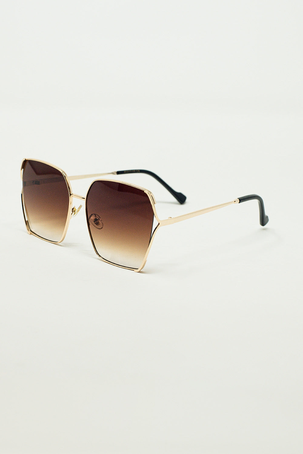 Oversized square metal sunglasses in brown gradient lens | Just Cool Beans