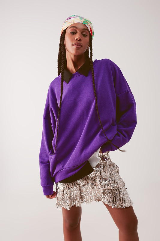 Oversized sweatshirt in purple | Just Cool Beans — sweaters | tops