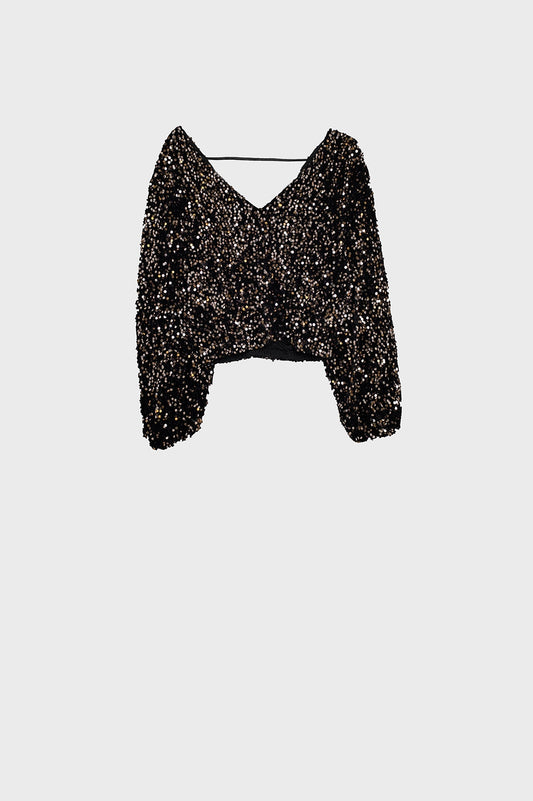 Oversized top with balloon sleeves and sequins | Just Cool Beans — shirts | tops