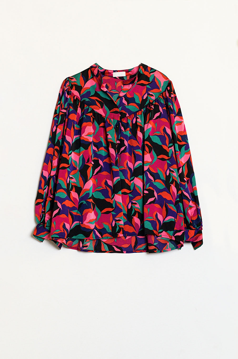 Oversized voluminous shirt in colorful abstract leaf print | Just Cool Beans — shirts | nan