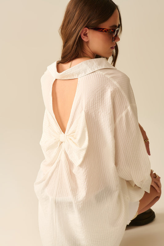 Oversized white shirt with bow in the back | Just Cool Beans — shirts | nan