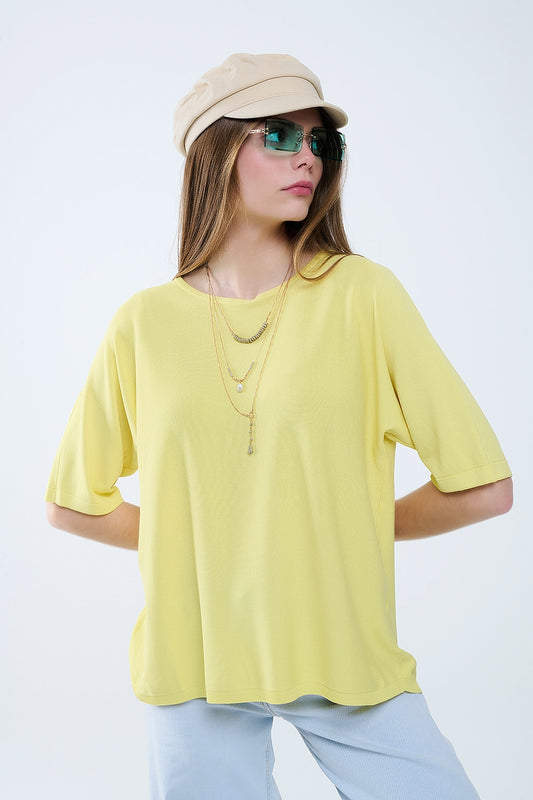 Oversized yellow sweater with elbow-length sleeves | Just Cool Beans — sweaters | tops