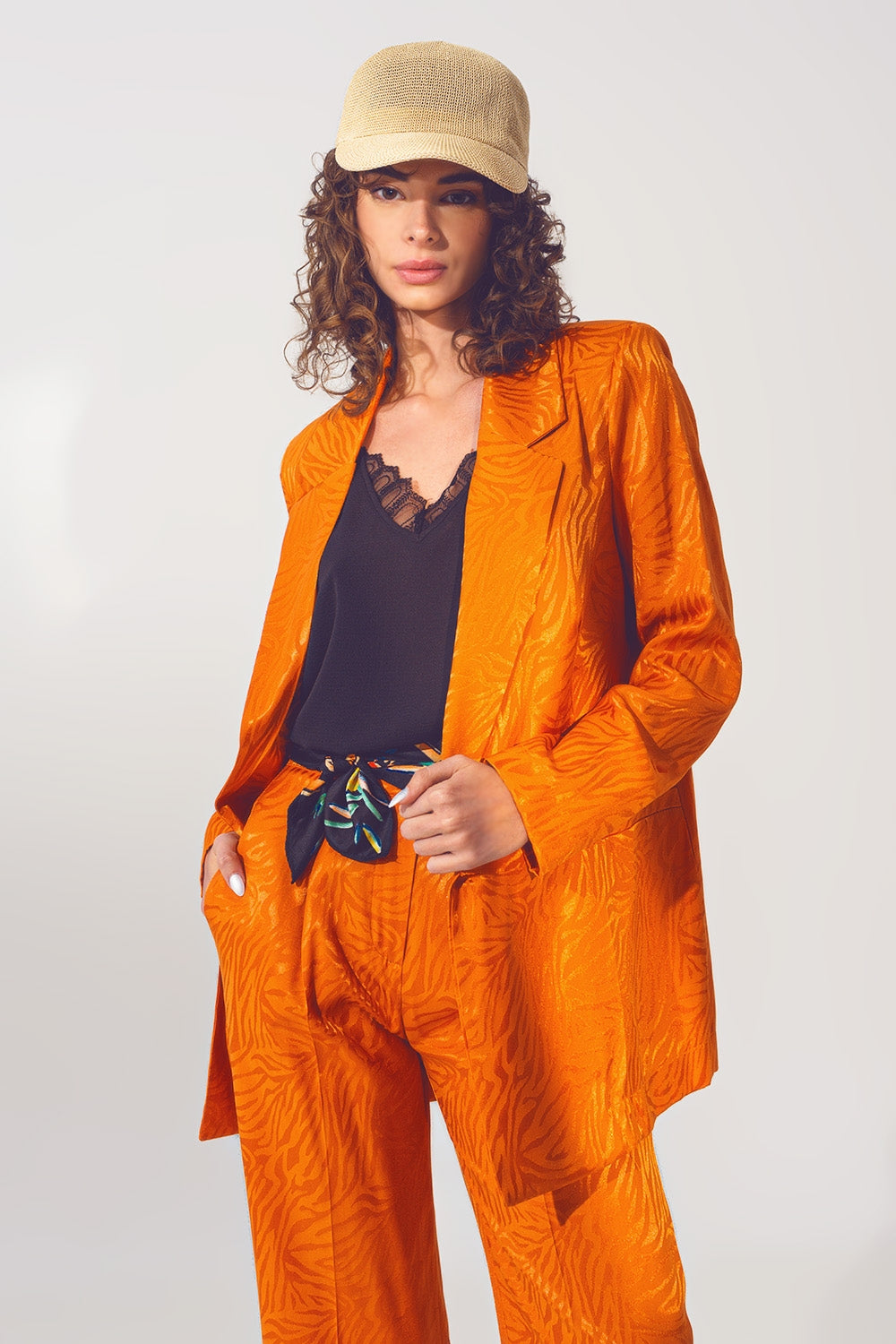 Oversized zebra print blazer in orange | Just Cool Beans — coats and jackets | jackets