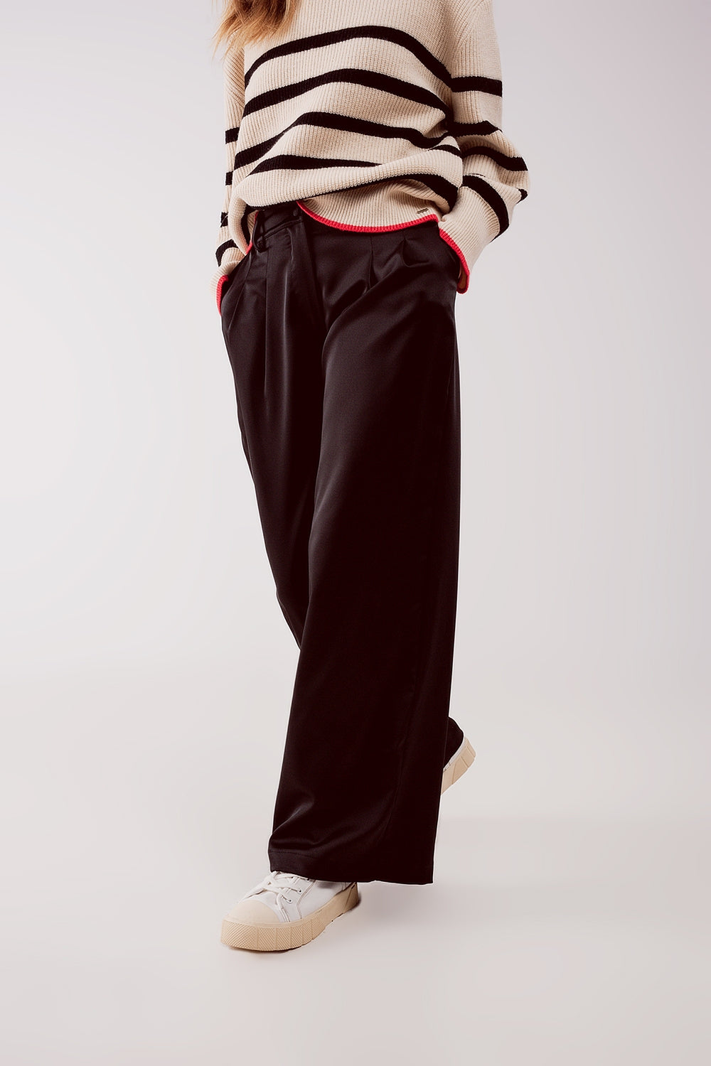 Palazzo pleated pants in black | Just Cool Beans — pants | bottoms