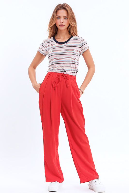 Pants in coral with front pockets and drawstring closing | Just Cool Beans — pants | bottoms
