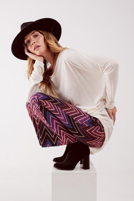 Pants in fuchsia geo print | Just Cool Beans — pants | bottoms