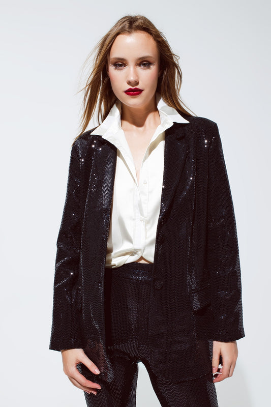 Party relaxed sequined blazer in black | Just Cool Beans — coats and jackets | jackets