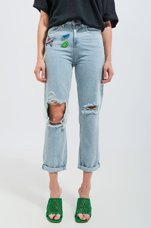 Patch rip jeans in light wash | Just Cool Beans — jeans | the denim shop