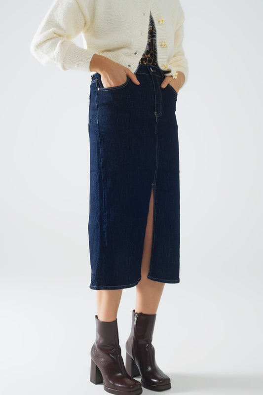Pencil denim skirt in dark wash | Just Cool Beans — skirts