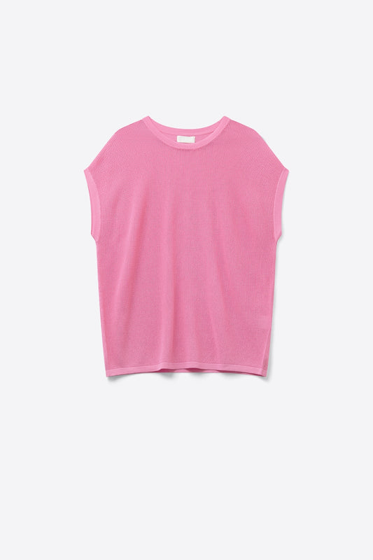 Grid knit sweater in fuchsia color | Just Cool Beans — sweaters | tops