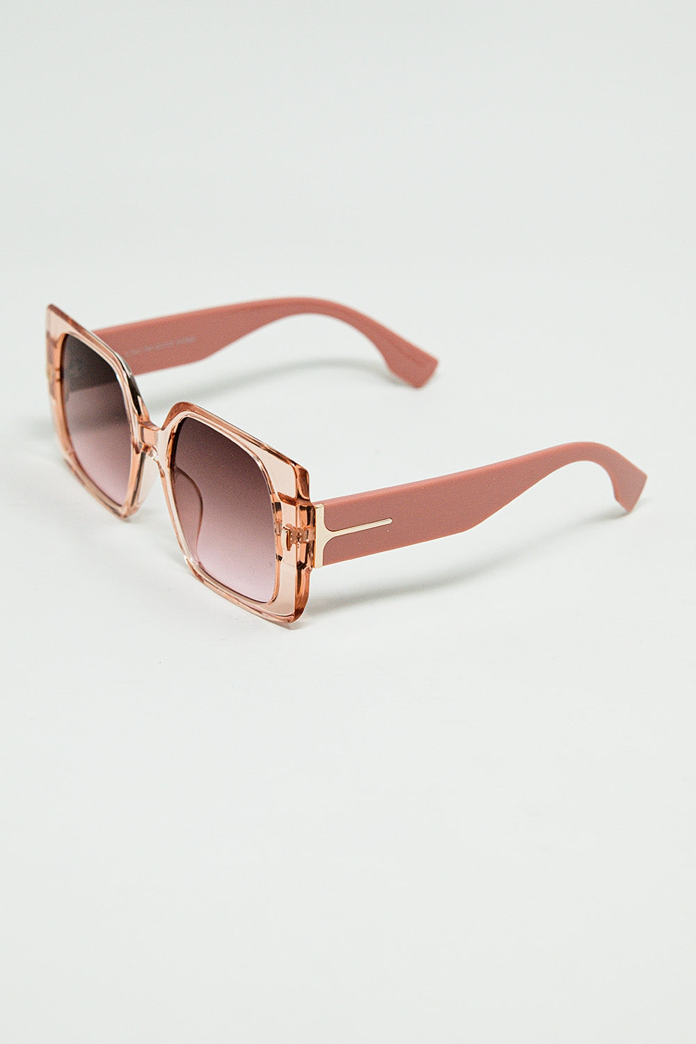 Pink square sunglasses with gold detail on the side | Just Cool Beans