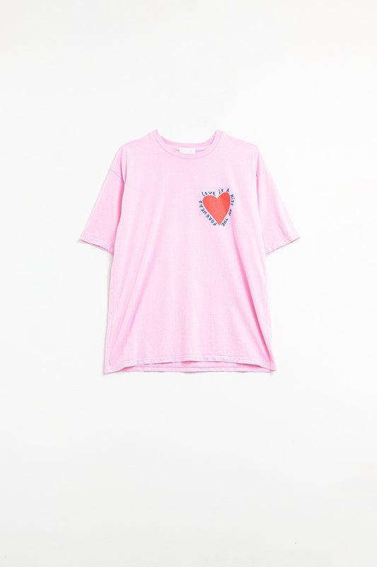 Pink t-shirt with love is a kiss on the forehead | Just Cool Beans — tops