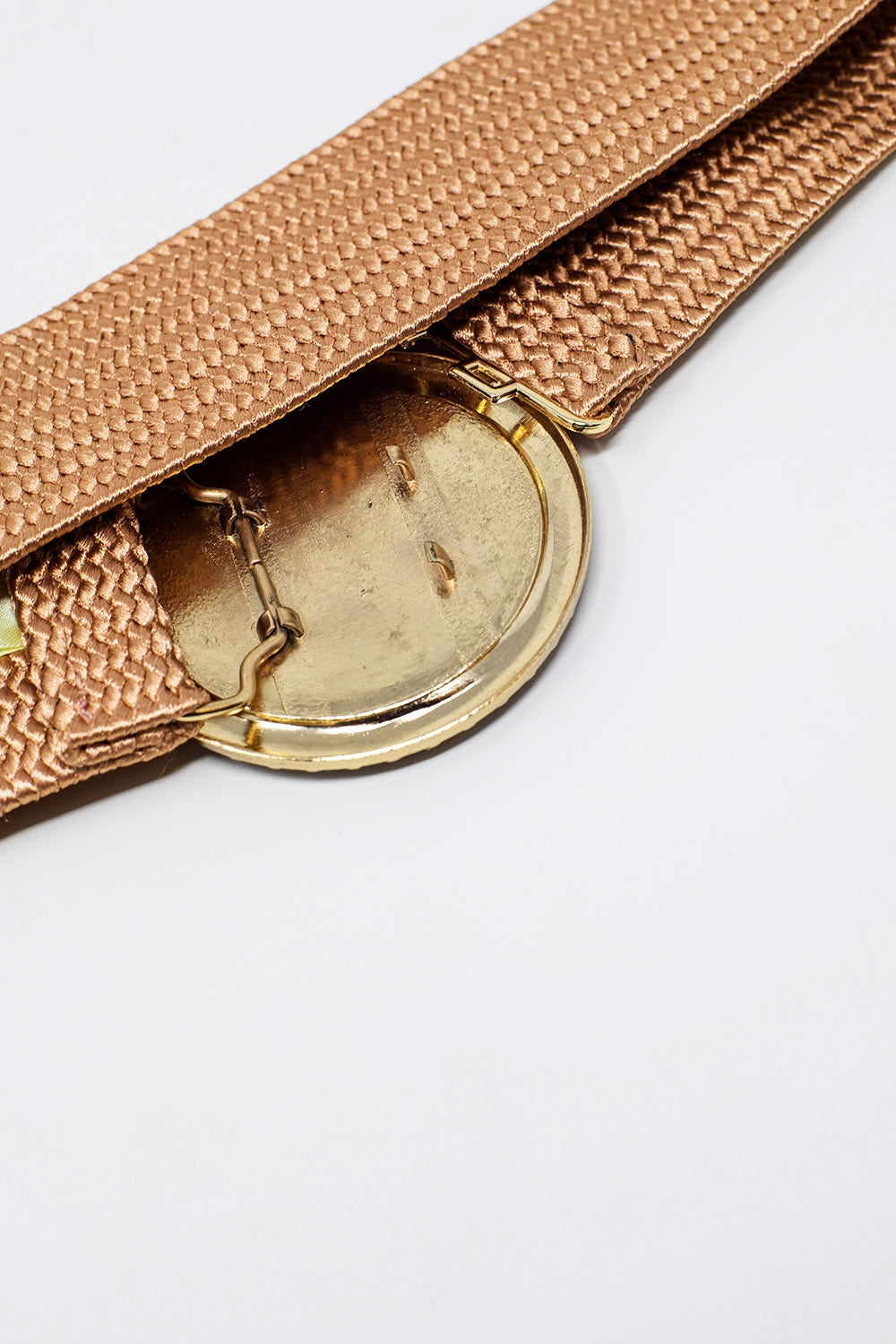 Pink woven belt with round buckle with rhinestones | Just Cool Beans