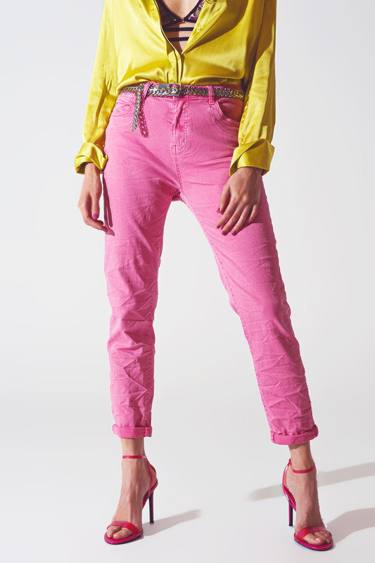 Pink wrinkled skinny jeans | Just Cool Beans — jeans | the denim shop