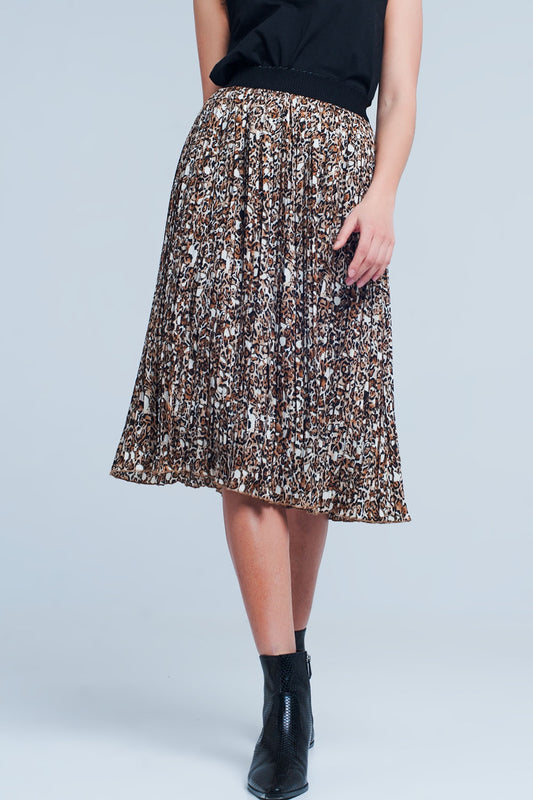 Pleated midi skirt in leopard | Just Cool Beans — skirts