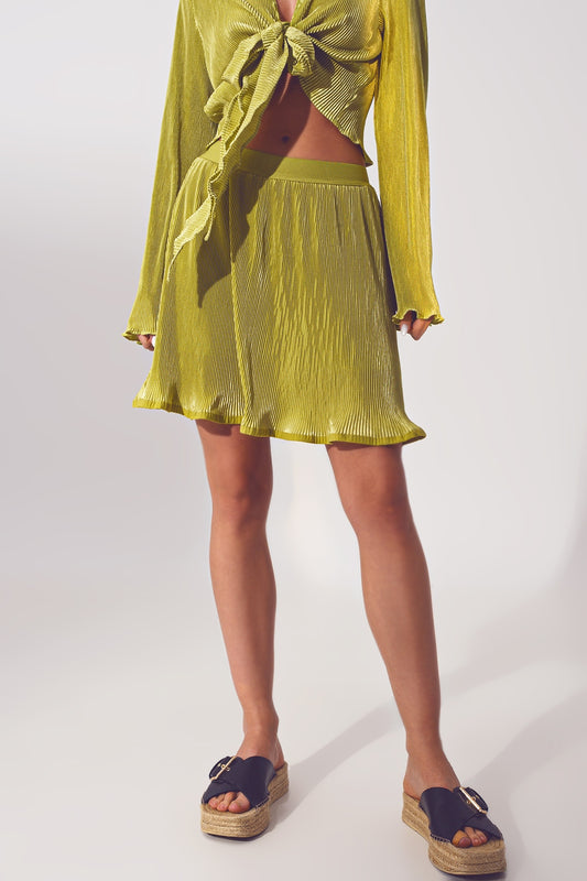 Pleated short skirt in green | Just Cool Beans — skirts | bottoms