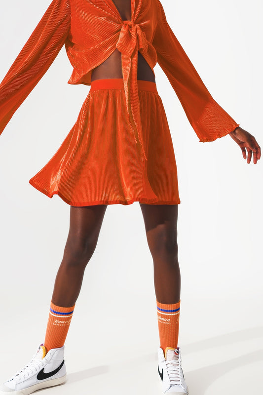 Pleated short skirt in orange | Just Cool Beans — skirts | bottoms