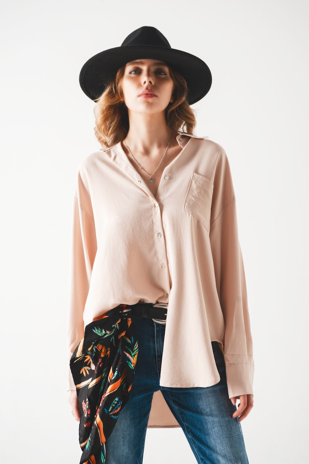 Pocket detail oversized shirt in beige | Just Cool Beans — shirts | nan