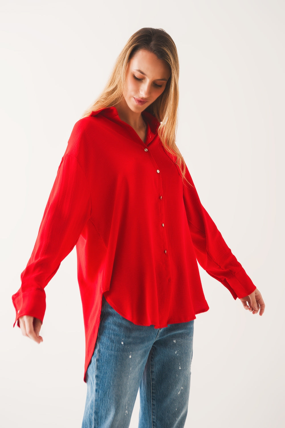 Pocket detail oversized shirt in red | Just Cool Beans — shirts | nan