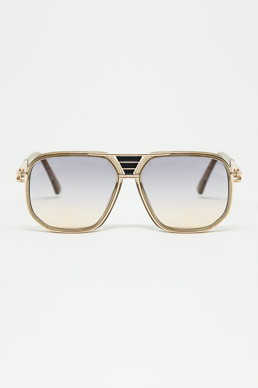 Q2 polished beige acetate frame sunglasses