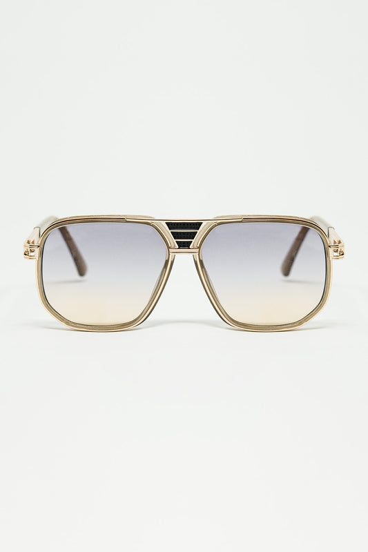 Q2 polished beige acetate frame sunglasses