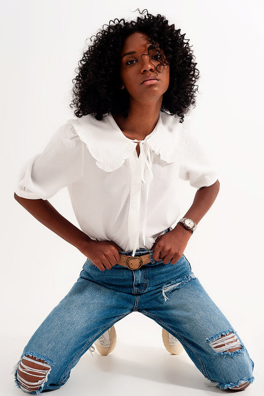 Prairie collar blouse in white | Just Cool Beans — shirts | tops