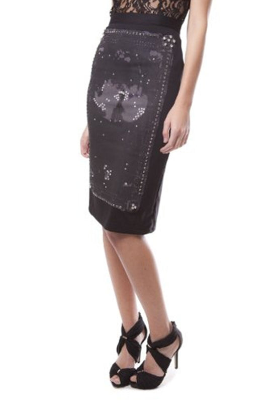 Printed sleek bodycon skirt in black | Just Cool Beans — skirts