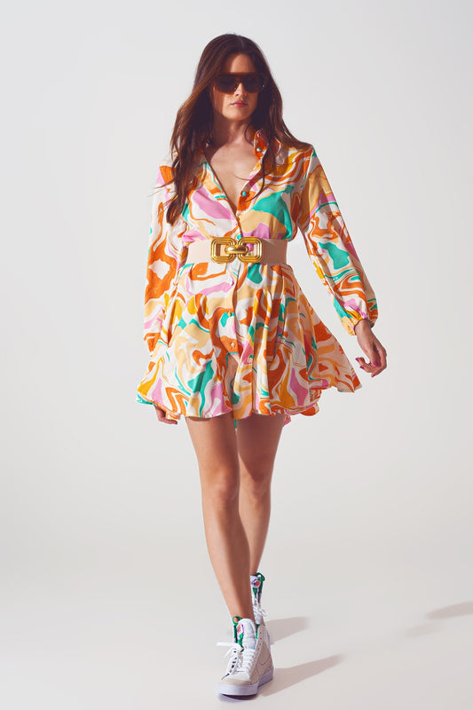 Psychedelic printed dress in multicolor | Just Cool Beans — dresses