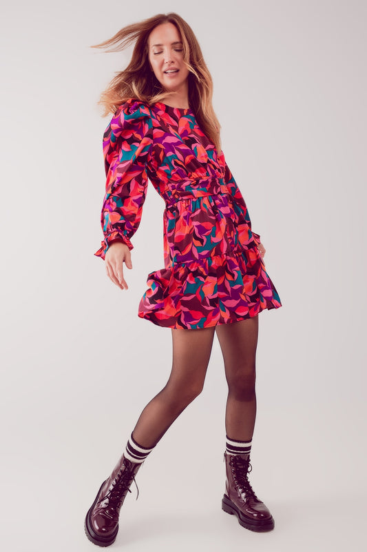 Puff sleeve mini dress in fuchsia | Just Cool Beans — dresses