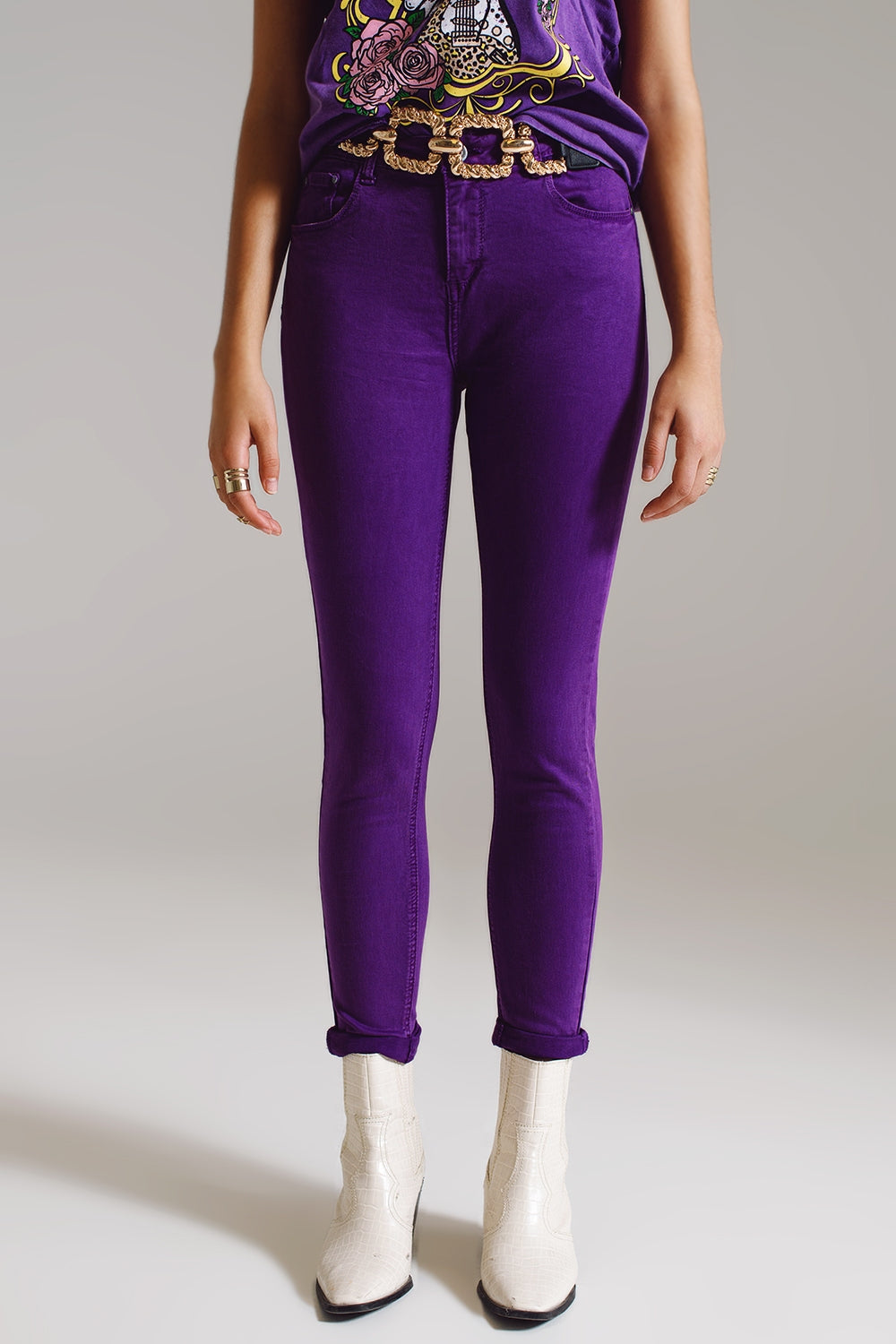 Purple ankle skinny jeans with soft wrinkles | Just Cool Beans — jeans | the denim shop