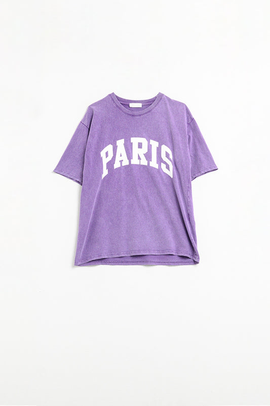 Purple paris relaxed t-shirt with white letters | Just Cool Beans — tops