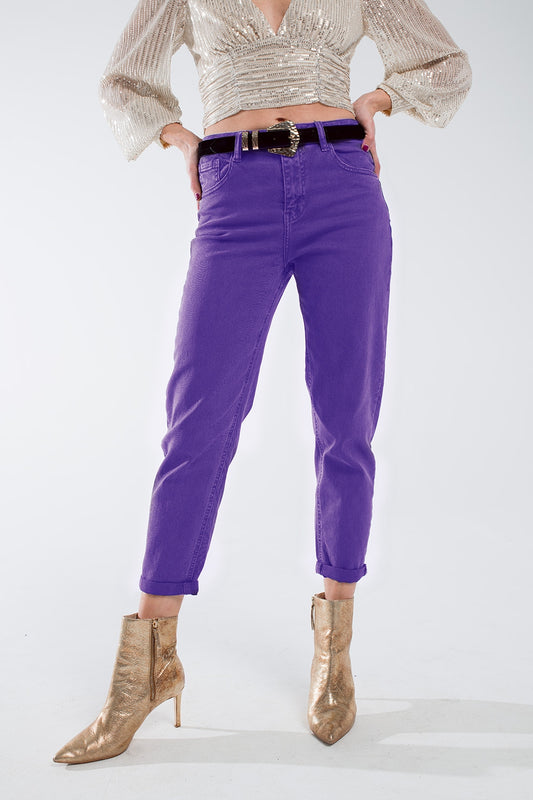 Purple straight leg jeans with hem | Just Cool Beans — jeans | the denim shop