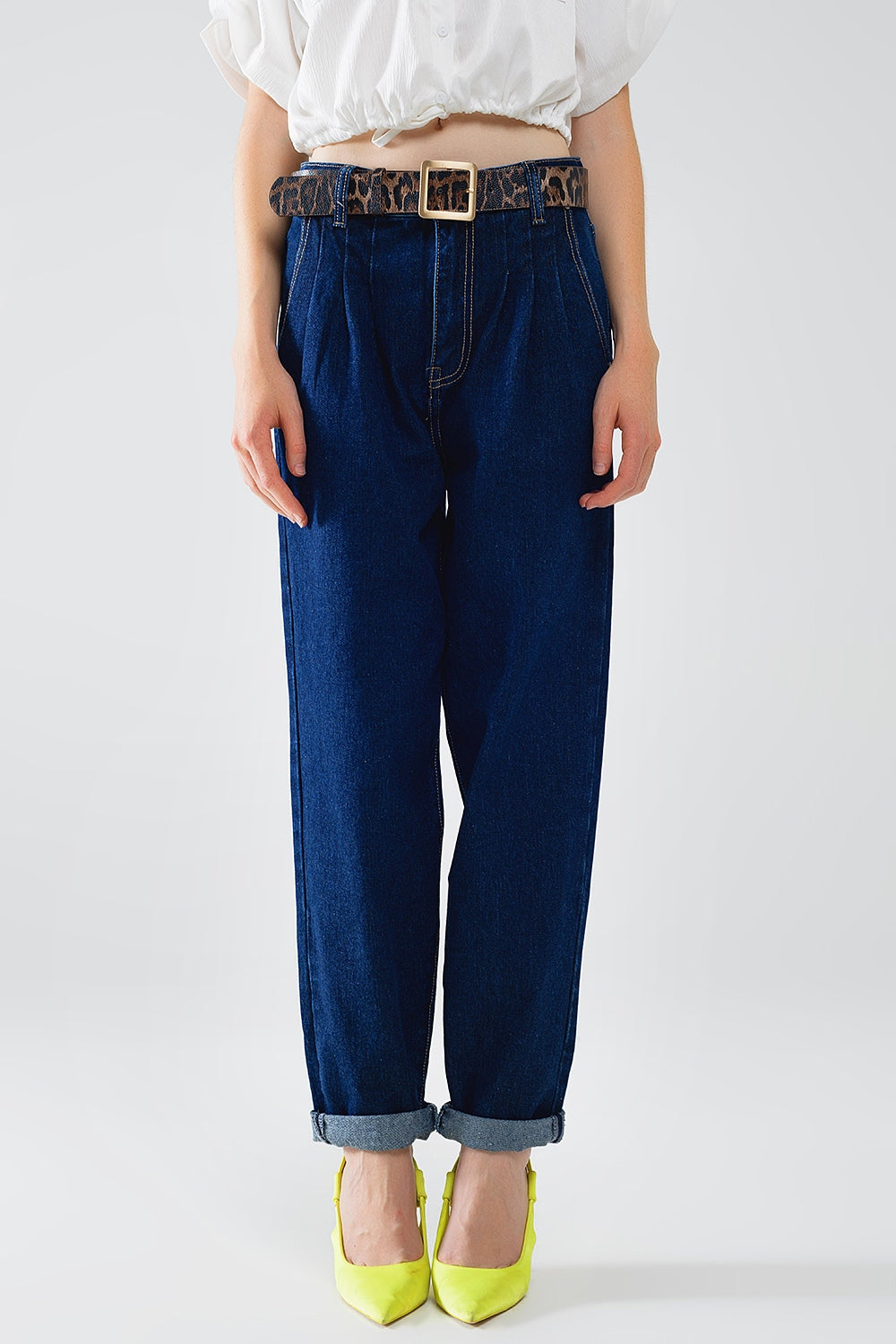 Raw blue mom jeans with pleated detail | Just Cool Beans — jeans | the denim shop