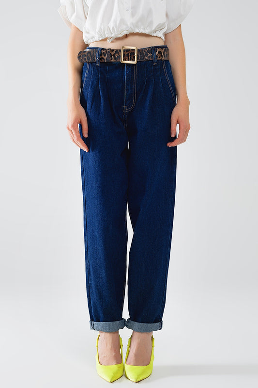 Raw blue mom jeans with pleated detail | Just Cool Beans — jeans | the denim shop