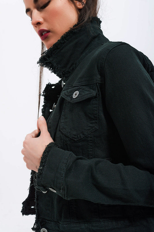 Raw edge black denim jacket | Just Cool Beans — coats and jackets | jackets
