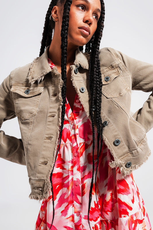 Raw edge denim jacket in gray | Just Cool Beans — coats and jackets | jackets