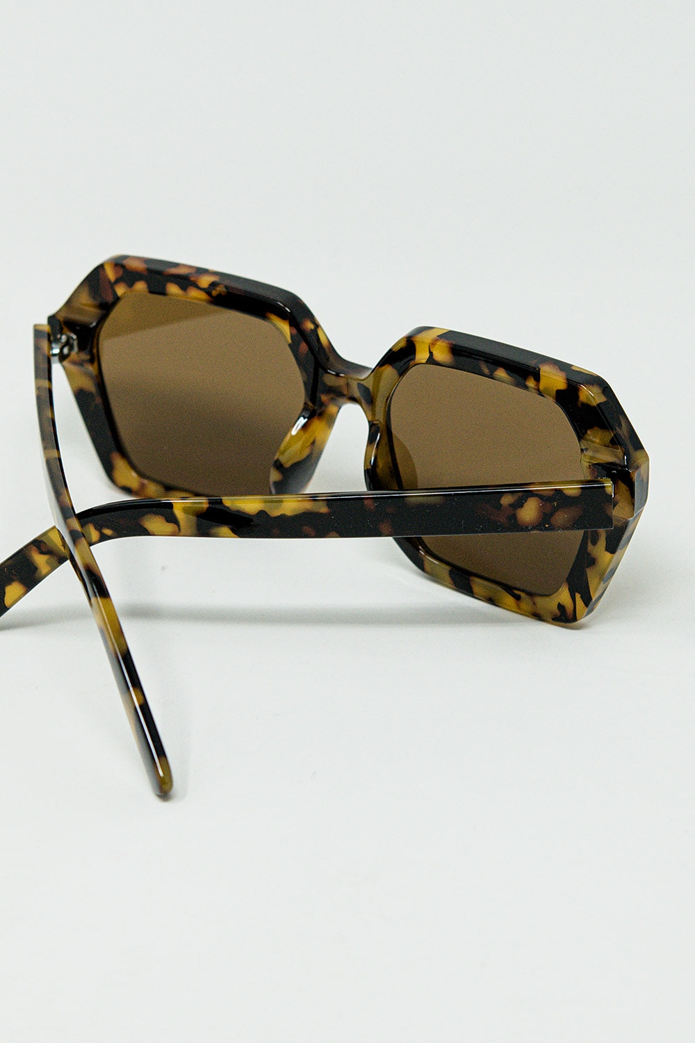 Rectangular sunglasses in brown abstract print translucent color | Just Cool Beans