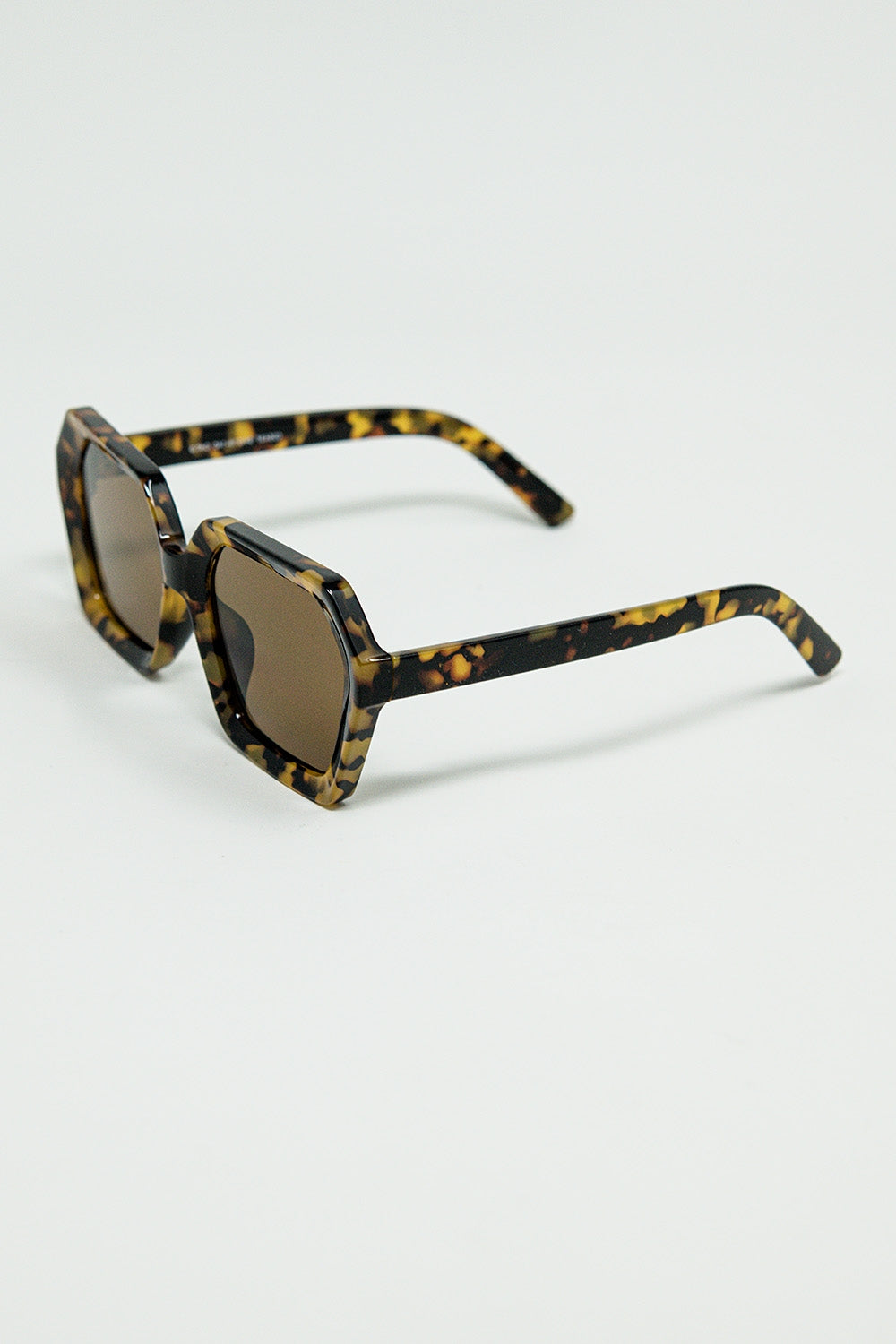 Rectangular sunglasses in brown abstract print translucent color | Just Cool Beans